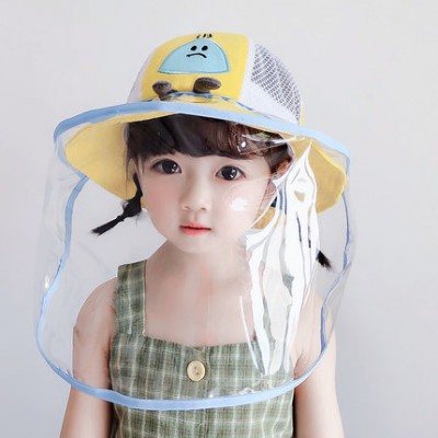 Wholesale anti air-borne droplets children hat spring thin cotton disassembled protective mask fisherman net bucket hats