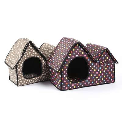 Manufacture wholesale double top pet dog house Teddy cute warm cotton cloth kennel house nest